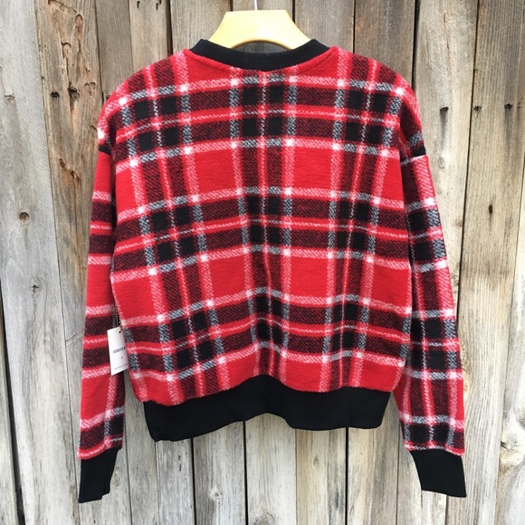 NWT Forever 21 Tartan Plaid Sweater Red S - Picture 7 of 13